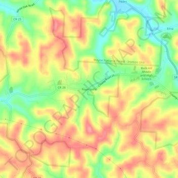 Mapa topográfico Royersville, altitude, relevo
