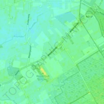 Mapa topográfico Nieuw Weper, altitude, relevo