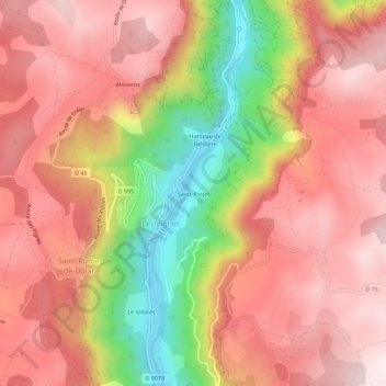 Mapa topográfico Saint-Prejet, altitude, relevo