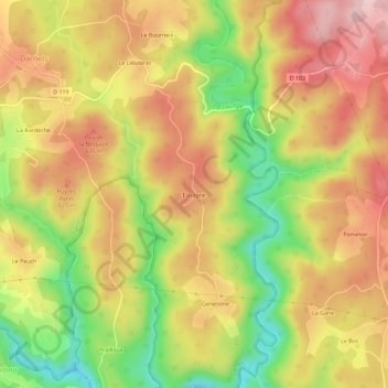 Mapa topográfico Espagne, altitude, relevo