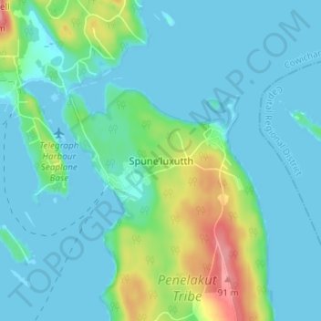 Mapa topográfico Spune’luxutth, altitude, relevo