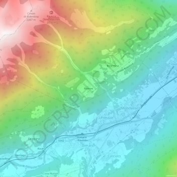 Mapa topográfico Montes, altitude, relevo