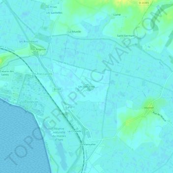 Mapa topográfico Les Fontaines, altitude, relevo