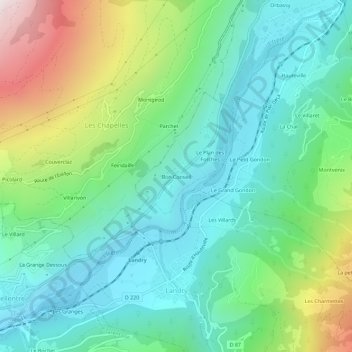Mapa topográfico Bonconseil, altitude, relevo