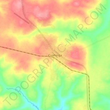 Mapa topográfico Cunhinga, altitude, relevo