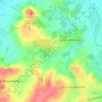 Mapa topográfico Mid Lambrook, altitude, relevo