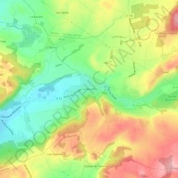 Mapa topográfico Le Revolet, altitude, relevo