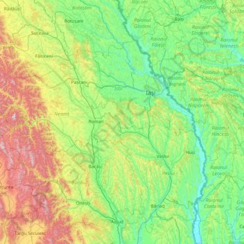 Mapa topográfico Moldova, altitude, relevo