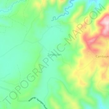 Mapa topográfico Tambulan, altitude, relevo