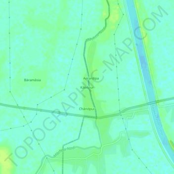Mapa topográfico Kabilpur, altitude, relevo