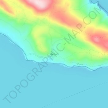 Mapa topográfico Llachon, altitude, relevo