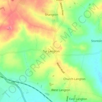Mapa topográfico Tur Langton, altitude, relevo