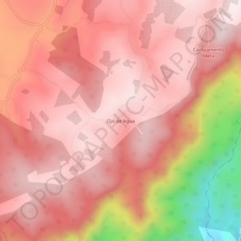 Mapa topográfico Ojo de Agua, altitude, relevo