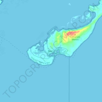 Mapa topográfico Barú, altitude, relevo