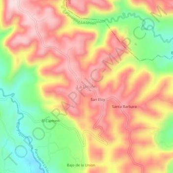 Mapa topográfico La Unión, altitude, relevo