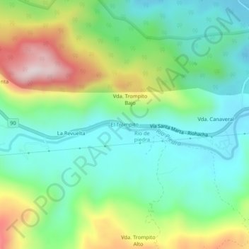 Mapa topográfico El Trompito, altitude, relevo