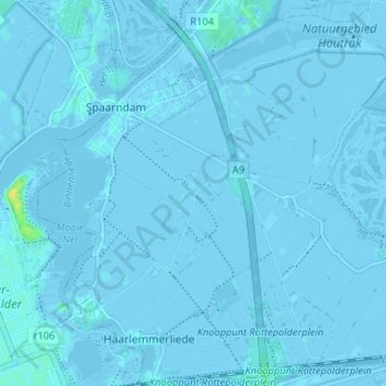 Mapa topográfico Spaarnwoude, altitude, relevo