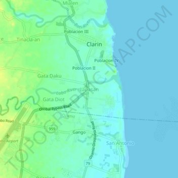 Mapa topográfico Lapasan, altitude, relevo