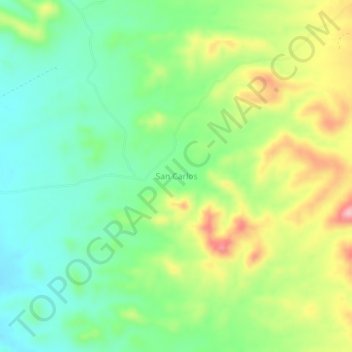 Mapa topográfico San Carlos, altitude, relevo