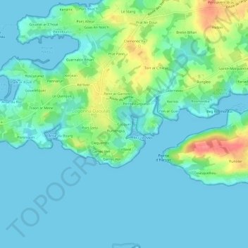 Mapa topográfico Cosquer, altitude, relevo