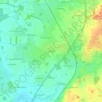 Mapa topográfico La Voltière, altitude, relevo