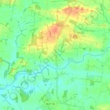 Mapa topográfico Wineham, altitude, relevo