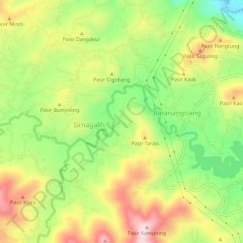Mapa topográfico Cijambu, altitude, relevo