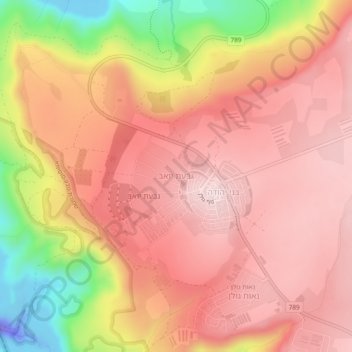 Mapa topográfico Givat Yoav, altitude, relevo