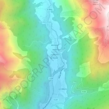 Mapa topográfico Le Rosier, altitude, relevo
