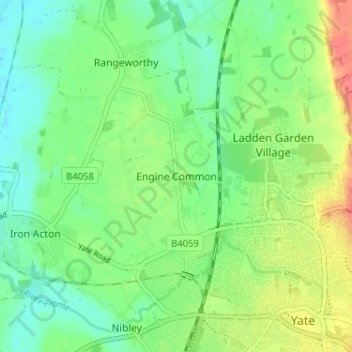Mapa topográfico Engine Common, altitude, relevo