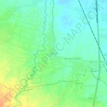 Mapa topográfico Gerih, altitude, relevo