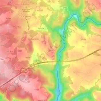 Mapa topográfico Lagarde, altitude, relevo