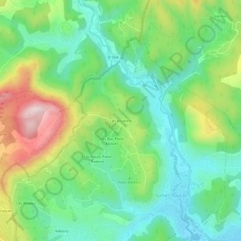 Mapa topográfico Les Roubins, altitude, relevo
