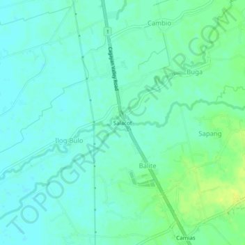 Mapa topográfico Salacot, altitude, relevo