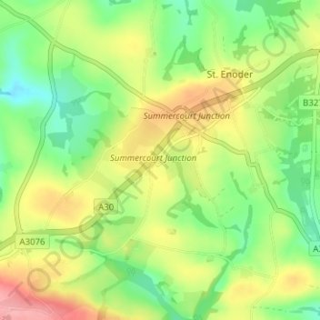 Mapa topográfico Chapel Town, altitude, relevo