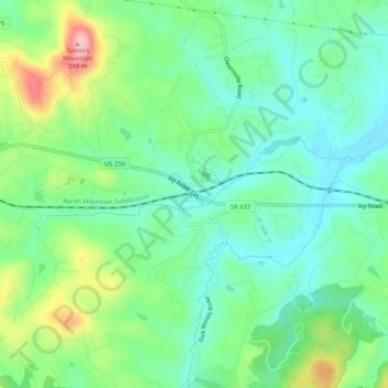 Mapa topográfico Ivy, altitude, relevo