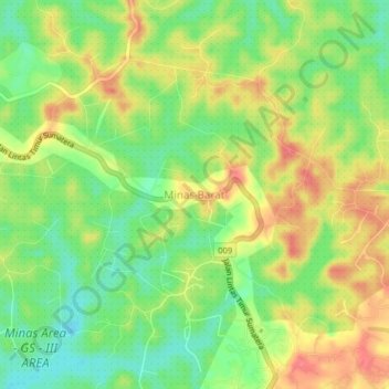 Mapa topográfico Minas Barat, altitude, relevo