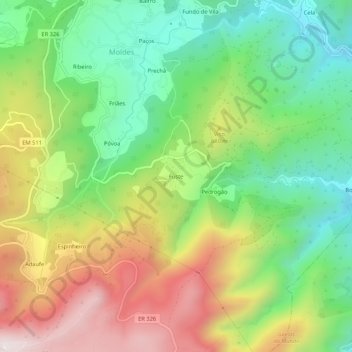 Mapa topográfico Fuste, altitude, relevo