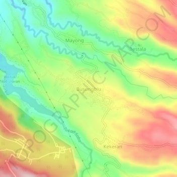 Mapa topográfico Busungbiu, altitude, relevo