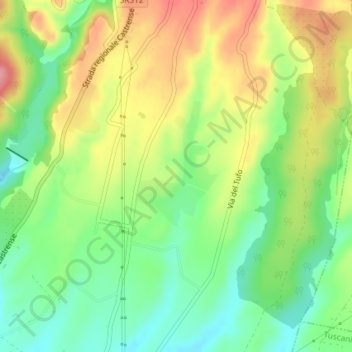 Mapa topográfico Morgantina, altitude, relevo