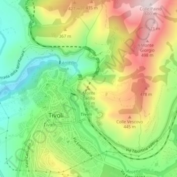 Mapa topográfico Monte Catillo, altitude, relevo