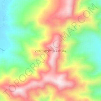 Mapa topográfico Coremuri/ombapamuku, altitude, relevo