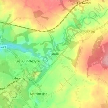Mapa topográfico Bonkle, altitude, relevo
