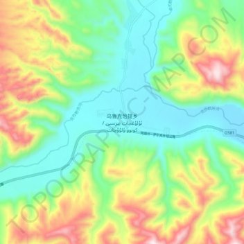 Mapa topográfico 乌鲁克恰提乡, altitude, relevo