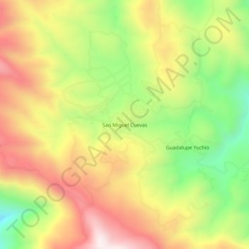 Mapa topográfico San Miguel Cuevas, altitude, relevo