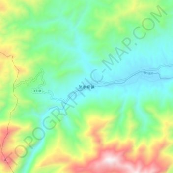 Mapa topográfico 骆家坝镇, altitude, relevo