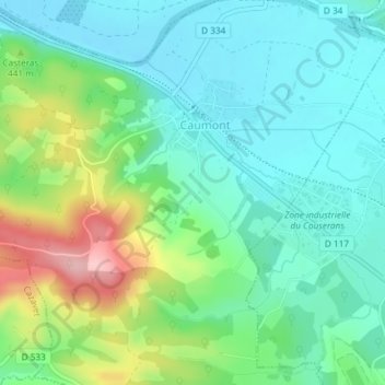 Mapa topográfico Illous, altitude, relevo