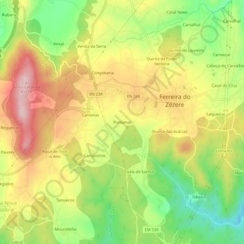 Mapa topográfico Portomar, altitude, relevo