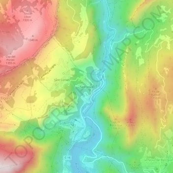 Mapa topográfico Sant Josep, altitude, relevo