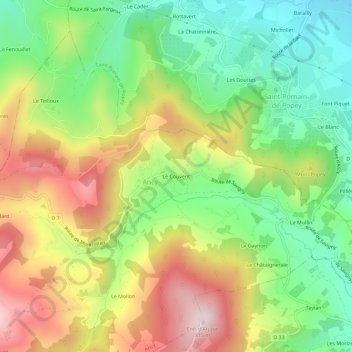 Mapa topográfico Le Couvent, altitude, relevo
